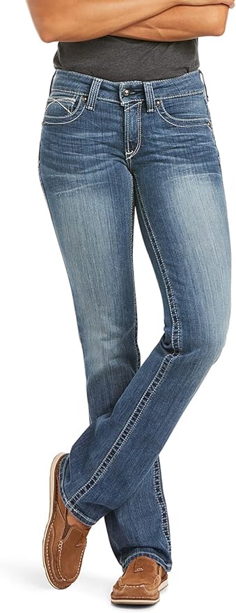 ARIAT Women's R.e.a.l. Mid Rise Stretch Icon Stackable Straight Leg Jean