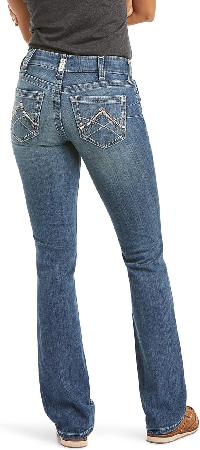 ARIAT Women's R.e.a.l. Mid Rise Stretch Icon Stackable Straight Leg Jean